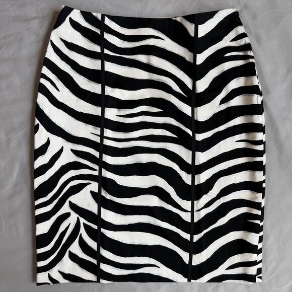 White House Black Market, Black White, Zebra Print, Knee Length, Pencil Skirt-00 - Picture 1 of 9